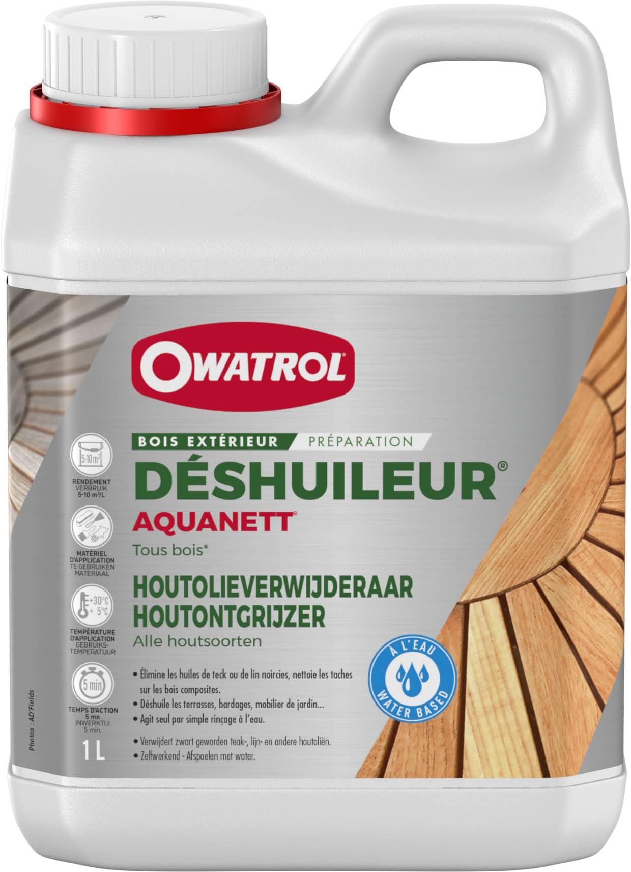 Olejek do czyszczenia i rozjaśniacz - AQUANETT - Egzotyczne drewno ogrodowe meble ogrodowe z drewna egzotycznego - Eliminuje oleje tekowe, naturalny wygląd - 2,5 l