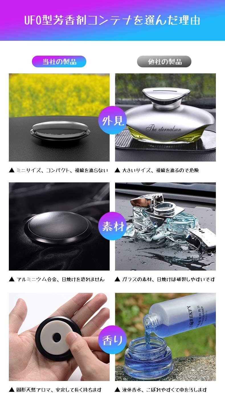 Amazon Panda Baby 車用芳香剤 Ufo型 アルミニウム合金材質 シルバー 車用芳香剤 車 バイク