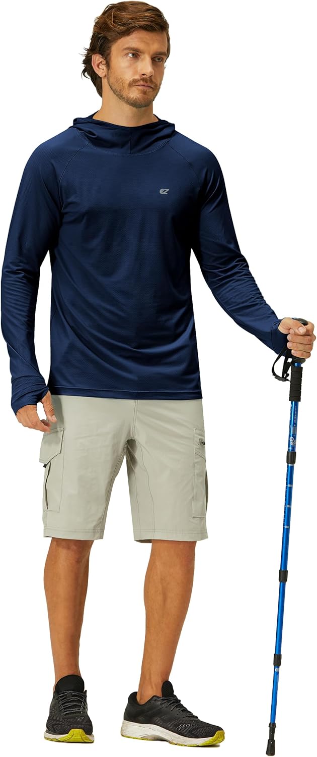 Mens UPF 50+ Long Sleeve Sun Protection Hoodie Swim Shirts Rash Guard for Men UV Protection Fishing Clothing SPF Shirts - Image 4