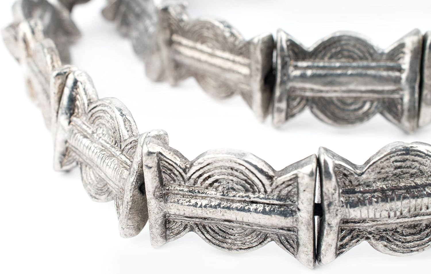 The Bead Chest Silver Baule Beads, African Tribal Brass-Plated Flat Tabular Ethnic Ivory Coast Jewelry Making Supplies for Necklaces and Bracelets