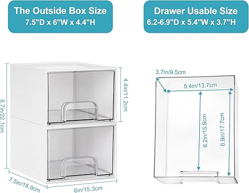Miniatura 3 de Vtopmart Paquete de 4 pequeños cajones apilables de almacenamiento, organizador de maquillaje de baño, contenedores de almacenamiento de plástico