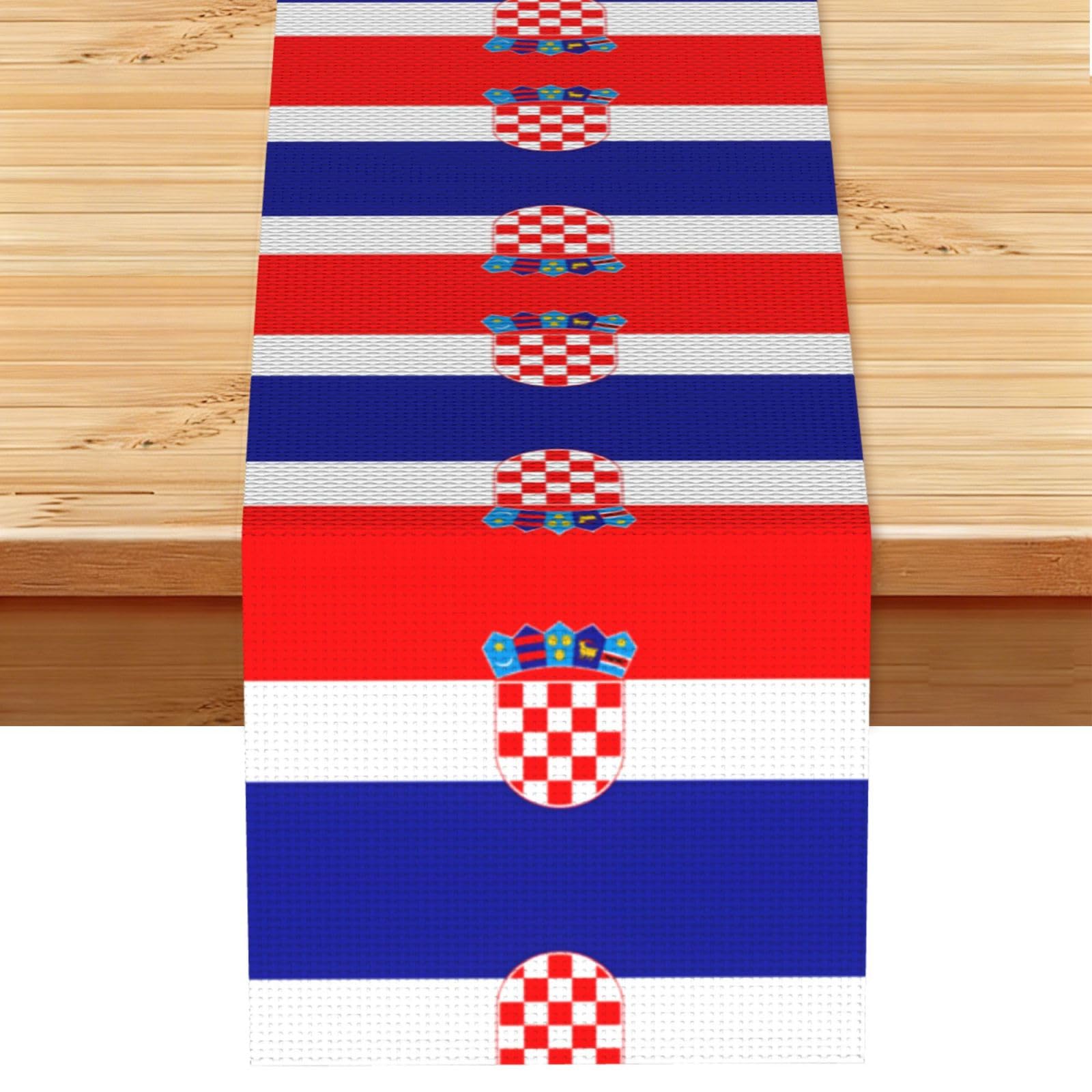 Hgiuydrd Republic Of Croatia Flag Print Table Runner World Cup-Themed Dining Table Decor For Coffee Dining Table And More