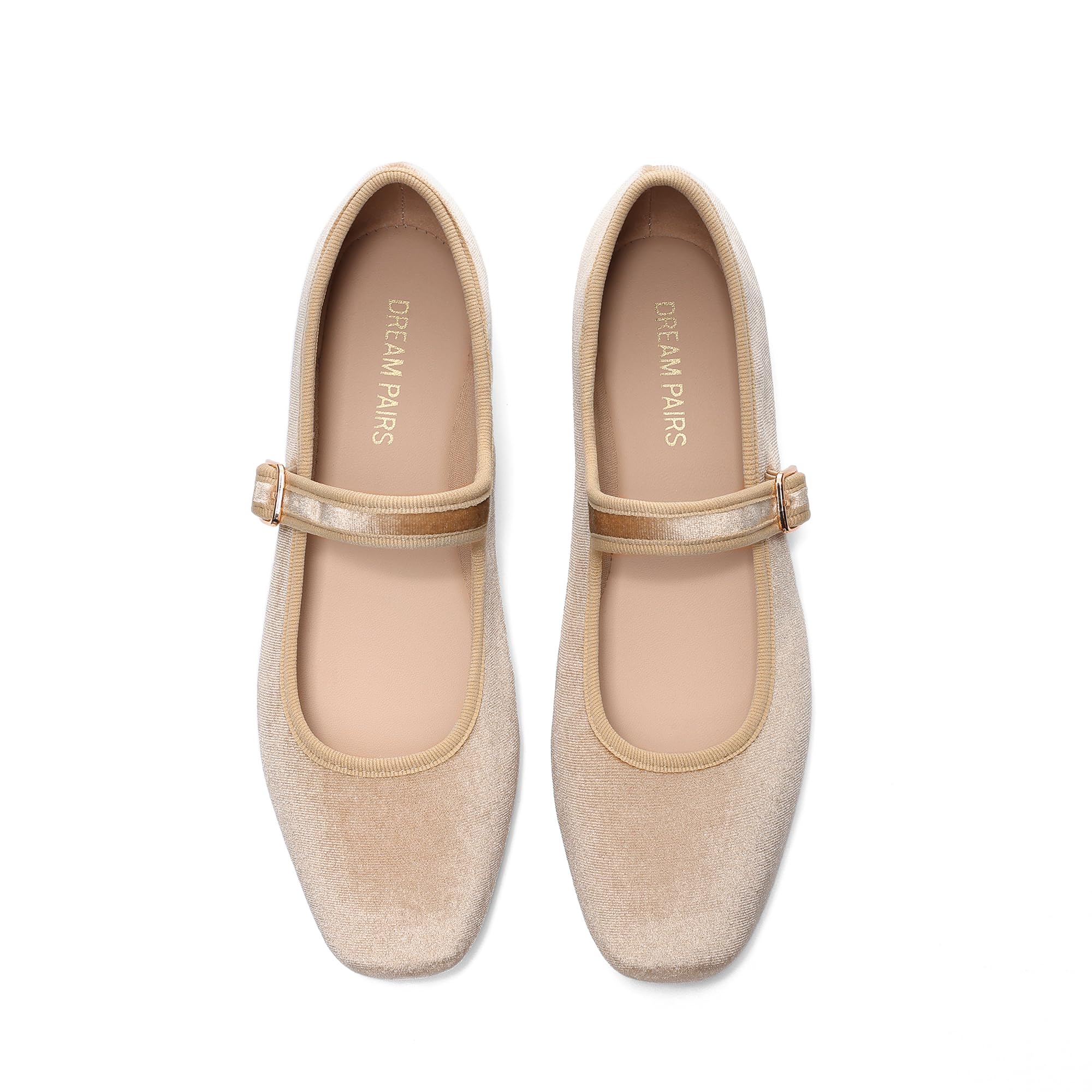 DREAM PAIRS Women's Velvet Mary Jane Ballet Flats