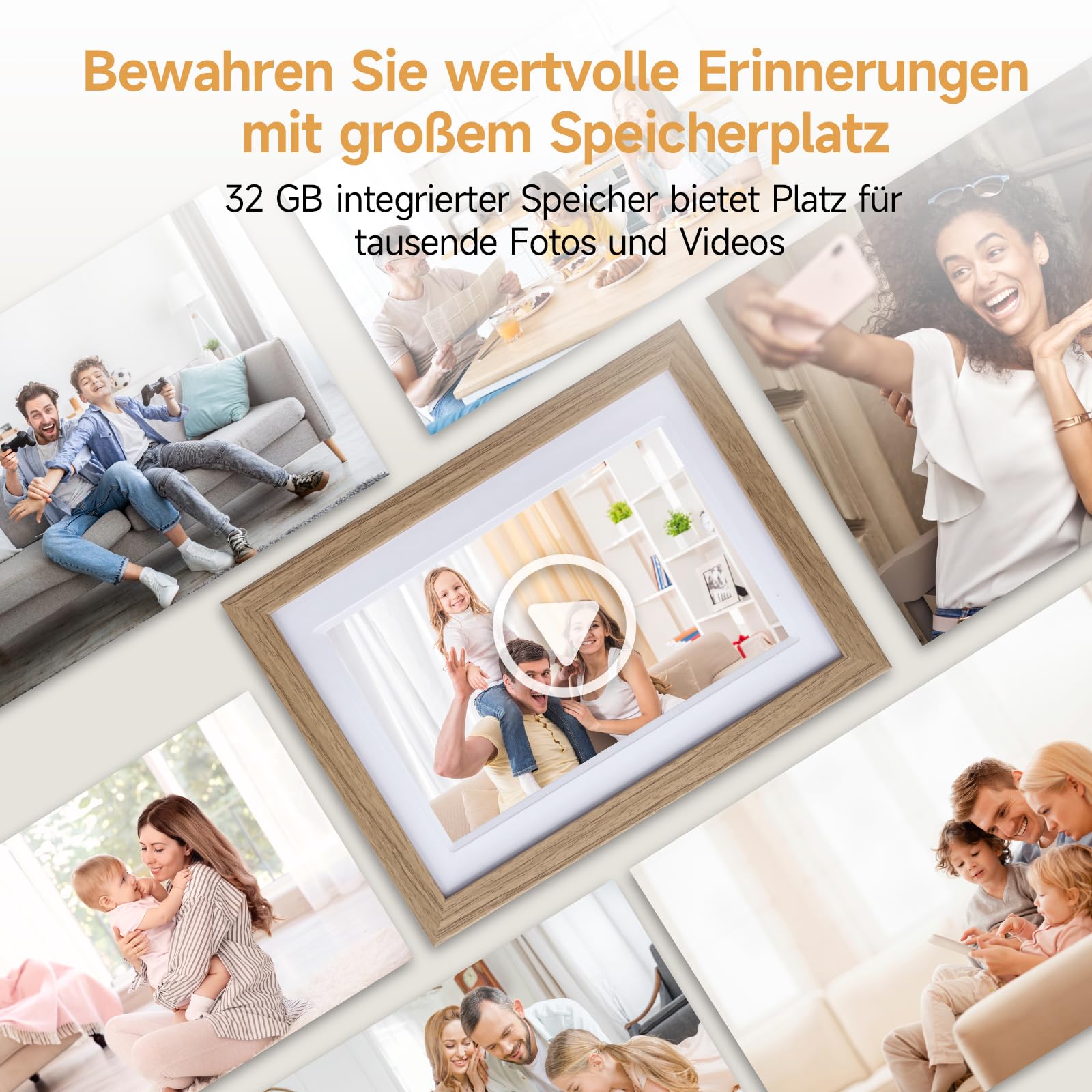 Rollei Smart Frame WiFi 1010 Digitaler Bilderrahmen 10,1 Zoll Frameo Digital Photo Frame 1280x800 IPS Touchscreen 32GB Speicher Holzoptik Eiche Digitaler-Bilderrahmen-Digital-Elektronischer-Fotorahmen