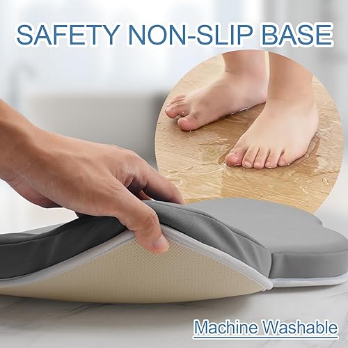 Miniatura 6 de Roslim Juego de rodilleras y coderas de baño, paquete de tapetes de baño suaves de secado rápido, almohadillas de espuma antideslizantes y duraderas