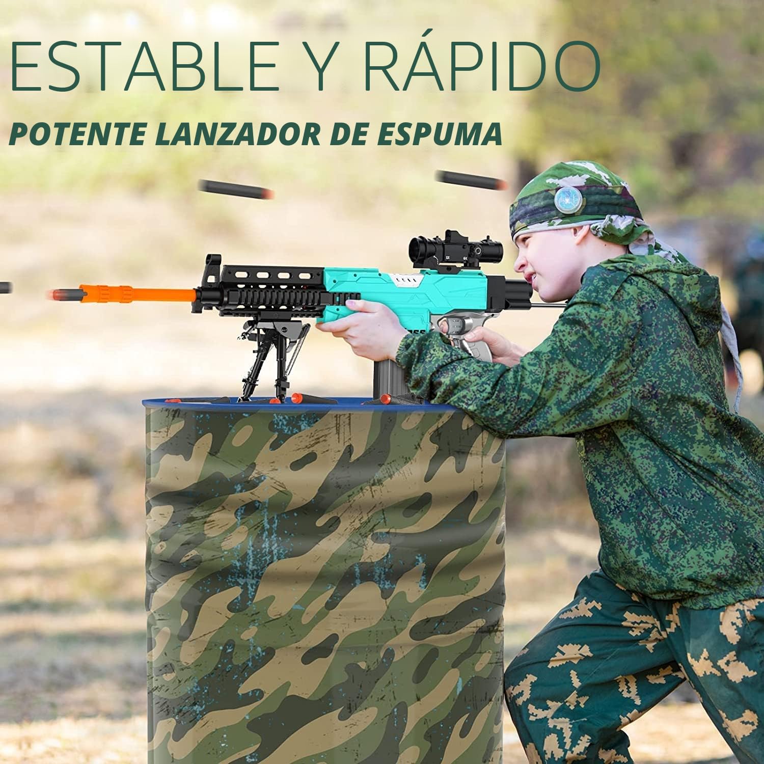 Pistola de Juguete eléctrica para niños, 3 Modos, 50 pies, 2 revistas, 100 Dardos, Recargable, 6 años en adelante, niños