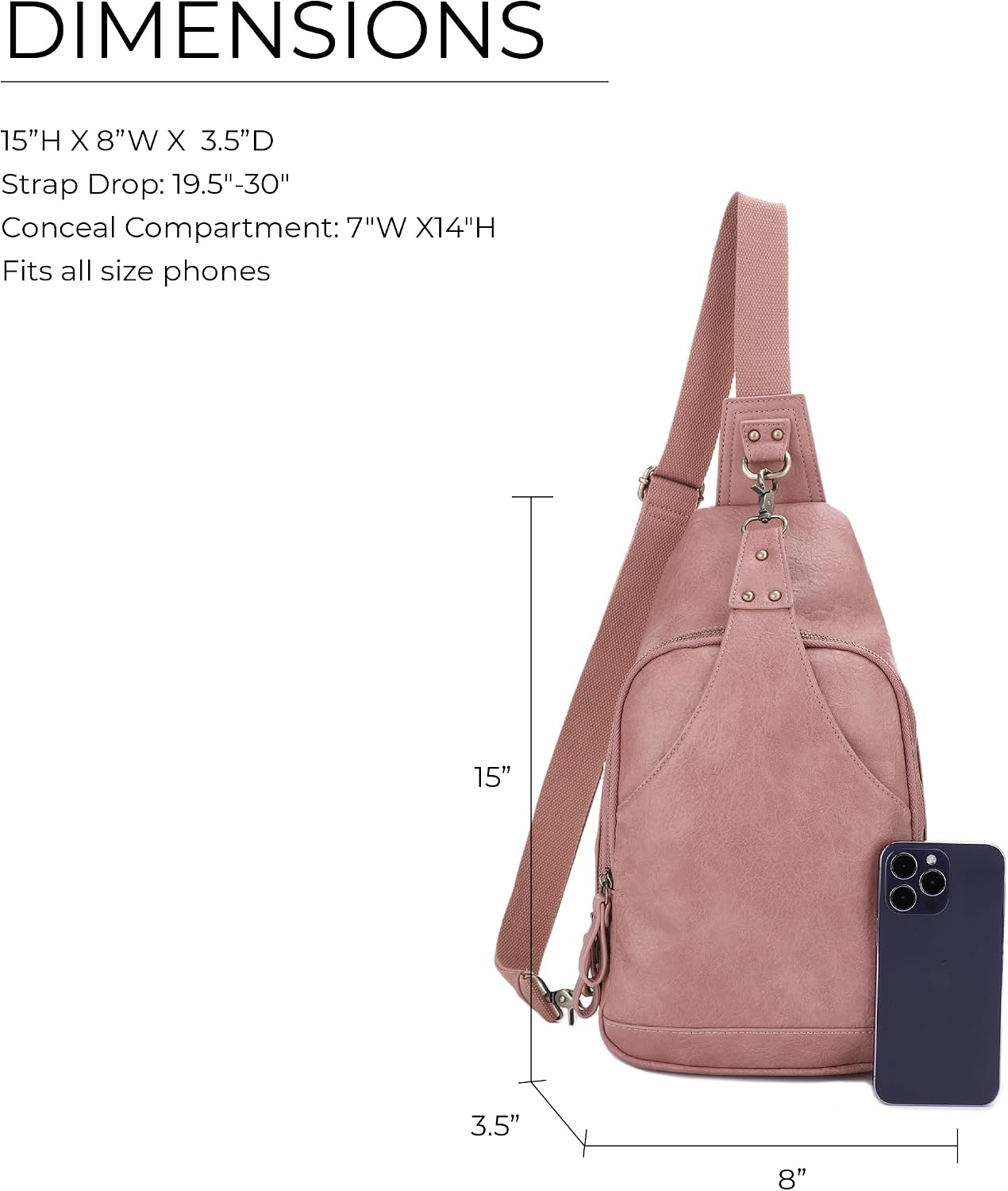 JESSIE & JAMES Brooke Unisex Sling Bag PU Leather Crossbody Chest Bag, Sling Backpack Cross Body Purse for Travel