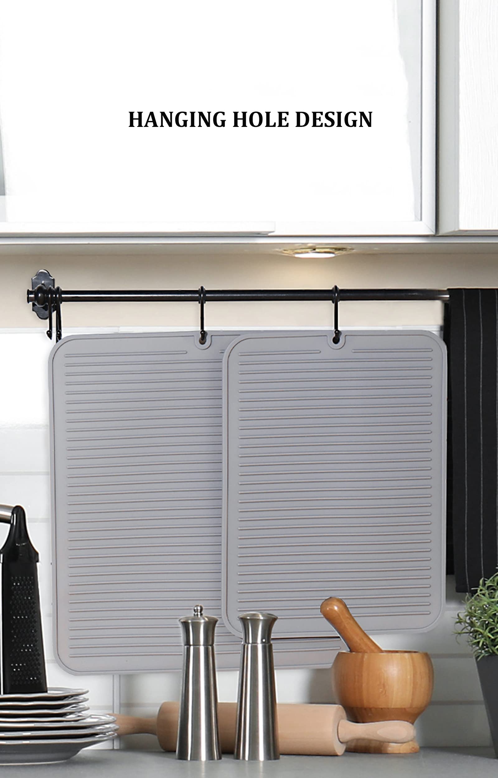 Tapis De Séchage (Noir) Vaisselle XL En Silicone 45 X 40 Cm Garantie à Vie