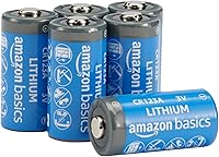Amazon Basics CR123A Lithium Batteries 6-Pack, 3V 1550mAh Non-Rechargeable, 10-Year Leak-Free Shelf Life for Flashlights