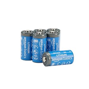 Amazon Basics 6-Pack Non-Rechargeable CR123A Lithium Batteries 3 Volt Up to 10-Year Shelf Life