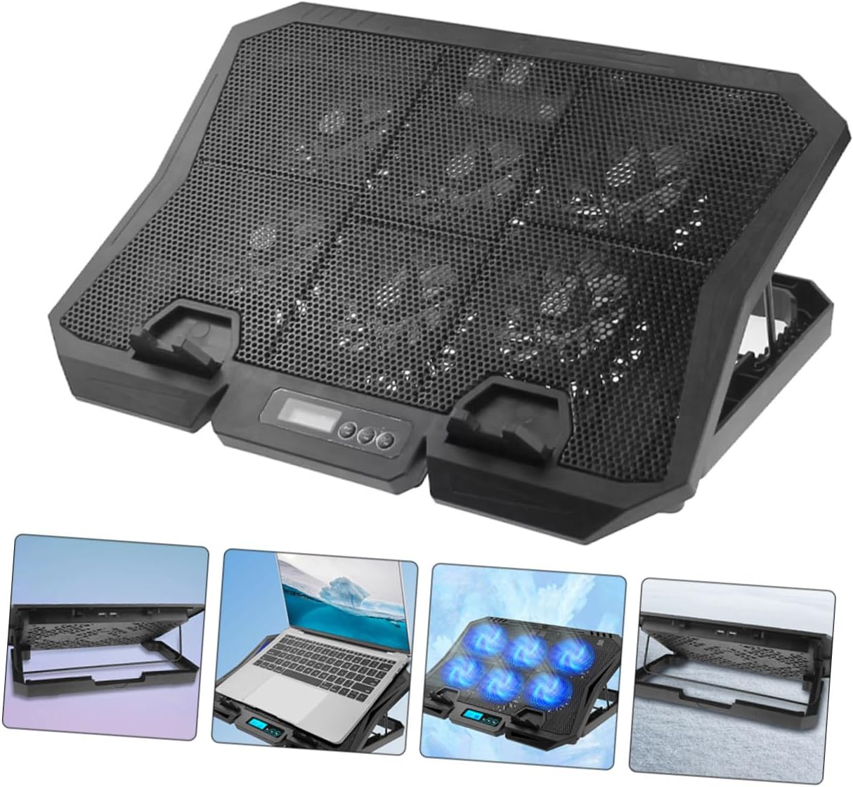 Laptop Cooling Pad with Variable Rate Fan 15.6-inch Silent Cooling Stand for Gaming and Office Laptops with Blue LED Light