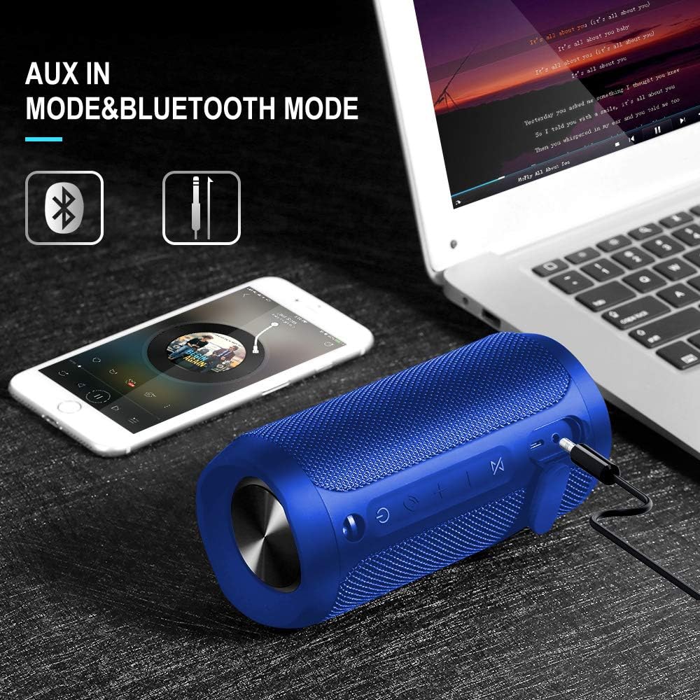 COOCHEER Wireless Speaker Bluetooth, 24W Bluetooth Portable Speaker with Party Light, IP67 Waterproof Portable Wireless Speakers for Outdoor, TWS, 20+Hour Playtime, Built-in mic,Dustproof-Blue