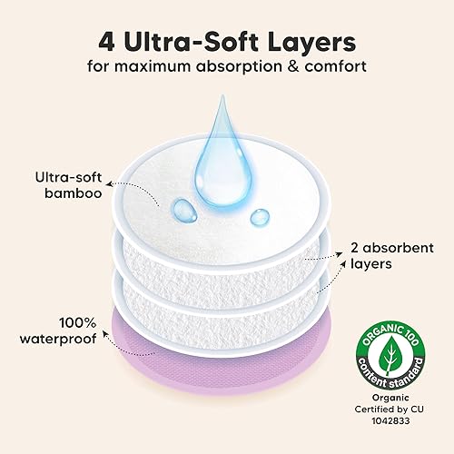 Vista 136 de Almohadillas de lactancia de viscosa de bambú orgánico, 14 almohadillas lavables para lactancia materna, bolsa de lavado, reutilizables