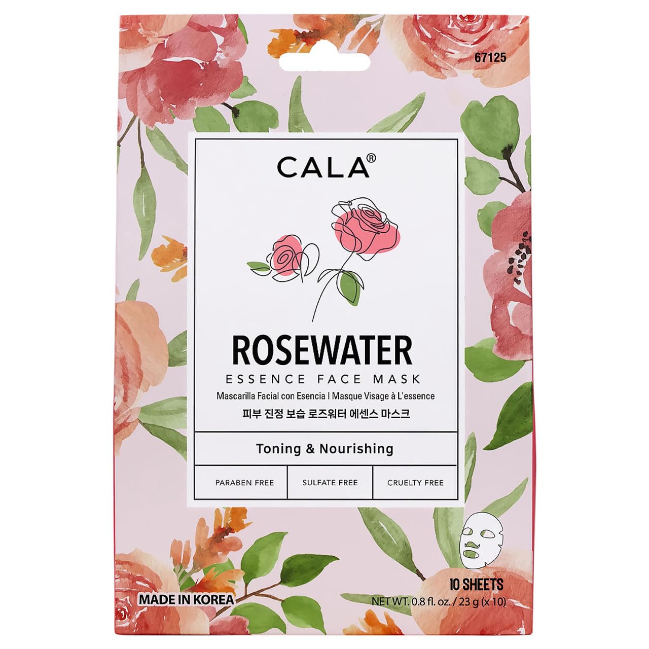 Cala Nourishing Essence Face Masks: Rose Water, 10 count- Hydrating Sheet Masks for Dullness, Dryness & Uneven Texture, K-Beauty Skincare for All Skin Types - Image 2