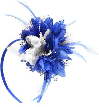 Royal Blue and White Fascinator 