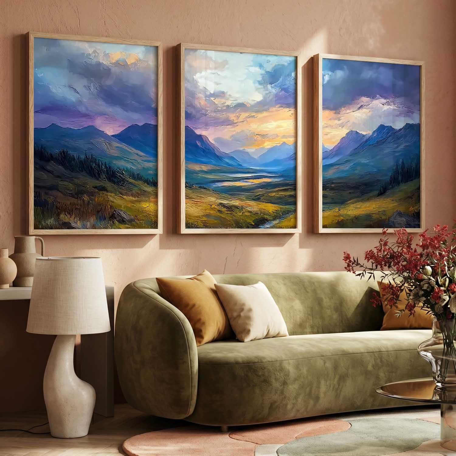 Mountain Wall Art Set - 3 Framed Paintings -22