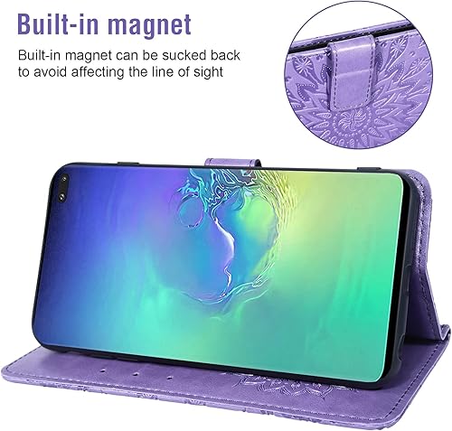 Miniatura 4 de Asuwish Funda de teléfono para Samsung Galaxy S10 Plus con protector de pantalla de vidrio templado, funda delgada de cuero con soporte para
