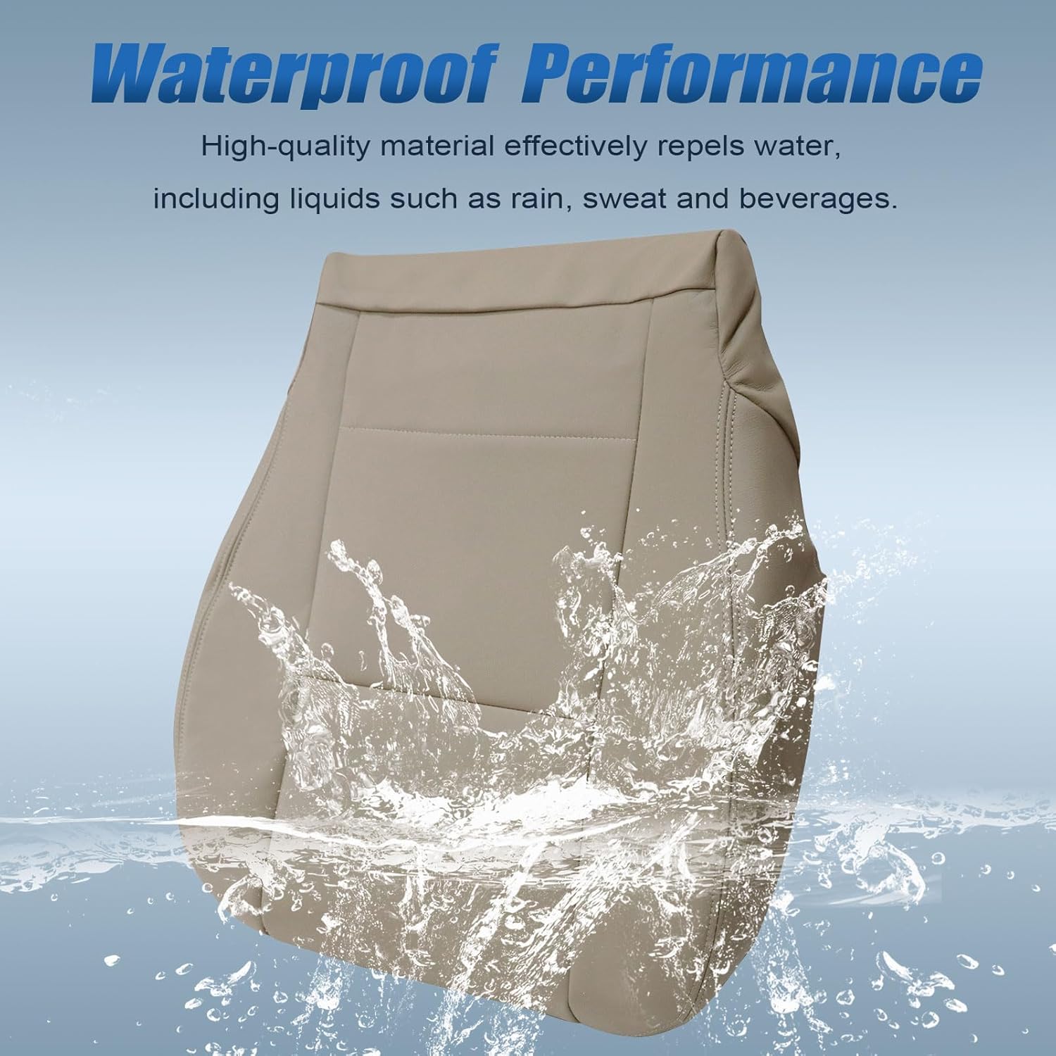 SecosAutoparts 8PC Driver & Passenger Bottom & Top Leather Seat Cover Tan & Headrest Cover & Armrest Cover Compatible with Toyota Sequoia Tundra 2000 2001 2002 2003 2004 2005 2006 2007