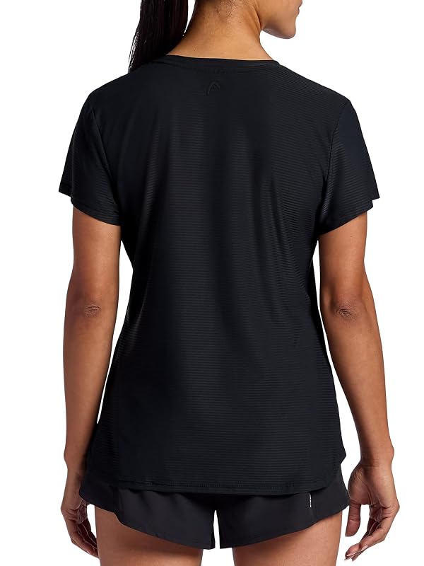 HEAD Women’s Shadow Stripe Crewneck T-Shirt, Slim Fit, Stretch Lightweight Material, Black, Large by HEAD - Used condition - Image 2