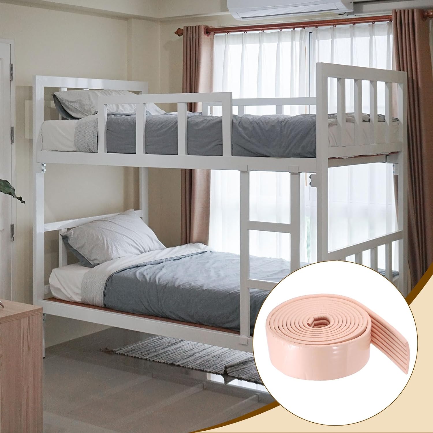 uxcell Bunk Bed Ladder Pad, 16.4ft NBR Self-Adhesive Corner Edge Protector Soft Furniture Corner Guard for Ladder Table Desk Edge, Pink