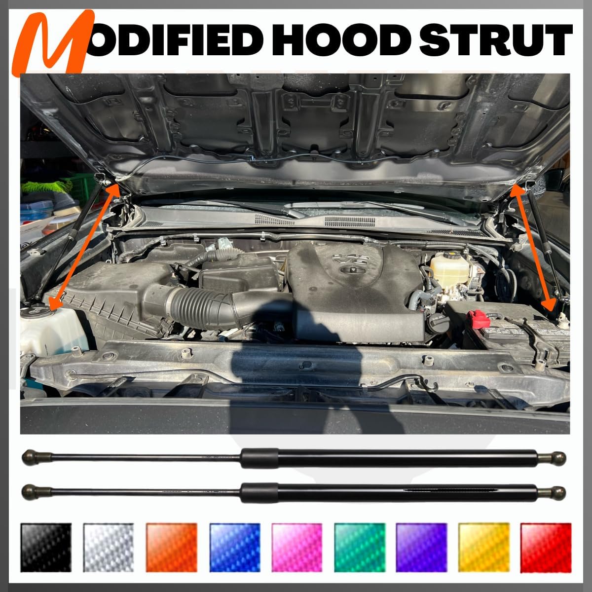Front Hood Struts Compatible with Toyota Tacoma N300 2016-2023 Shock Lift Supports Bonnet Gas Dampers Springs Kit No-Drill Bolt-on
