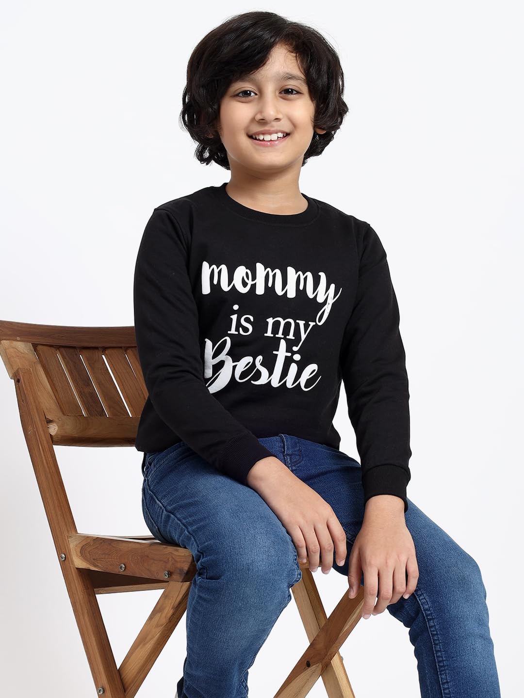 FUNKOOL Boys Regular Fit | Premium Cotton Fleece |Full Sleeves|Round Neck|Trendy Winter Wear| Sweatshirts for Boys and Girls -Black 4