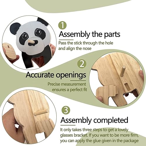 Miniatura 5 de Soporte creativo para lentes de animal, divertido soporte para anteojos para mascotas, bonito soporte de madera hecho a mano para lentes, soportes