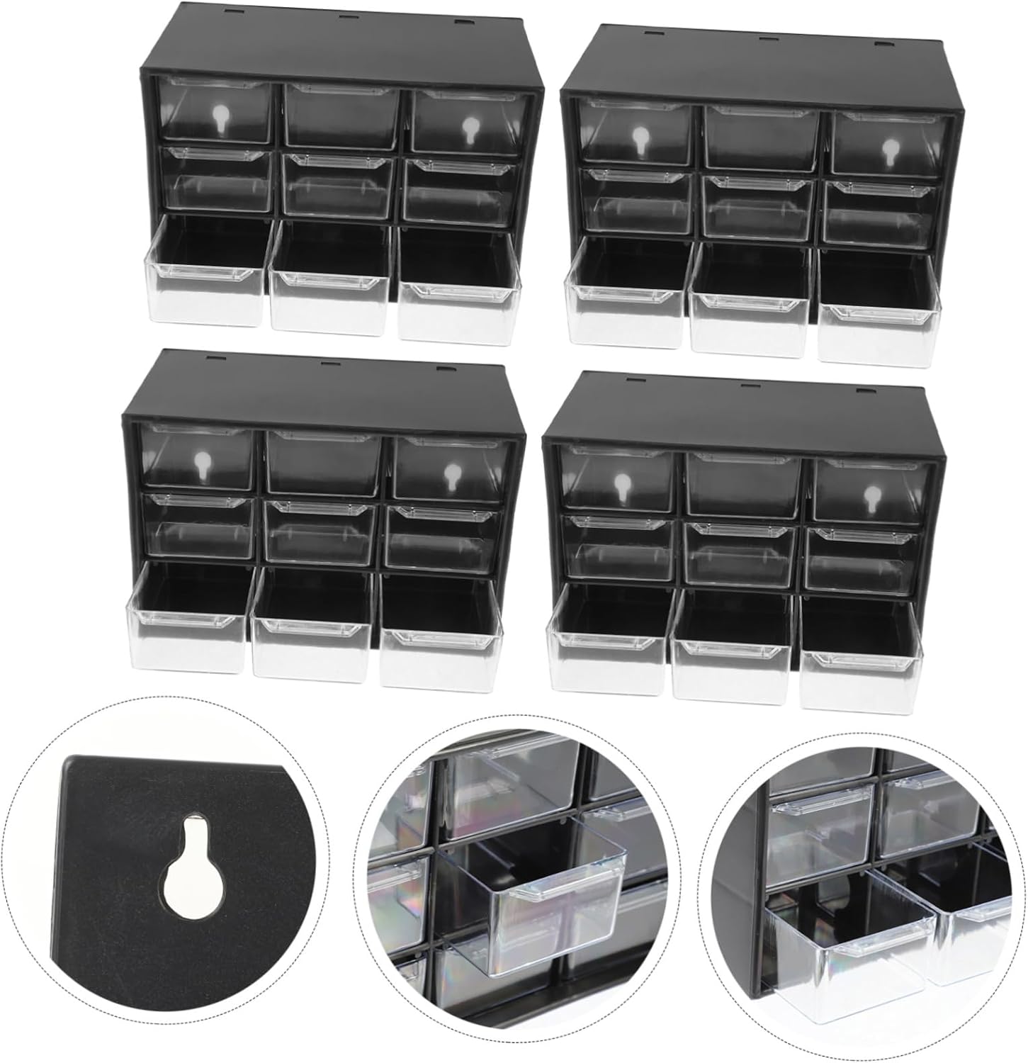 4pcs Organizer Boxes for Jewelry Beads and Components Compact Dustproof Storage for Earrings Necklaces and Craft Supplies Black