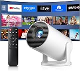 Salange Mini Projecteur Compatible 4K, Videoprojecteur Intelligent Android 14 WiFi6 et Bluetooth 5.4, Pico Projecteur Portable Auto Trapèze, 8000L, Rotation 270°, Intérieur Extérieur Cinéma, Blanc - 1
