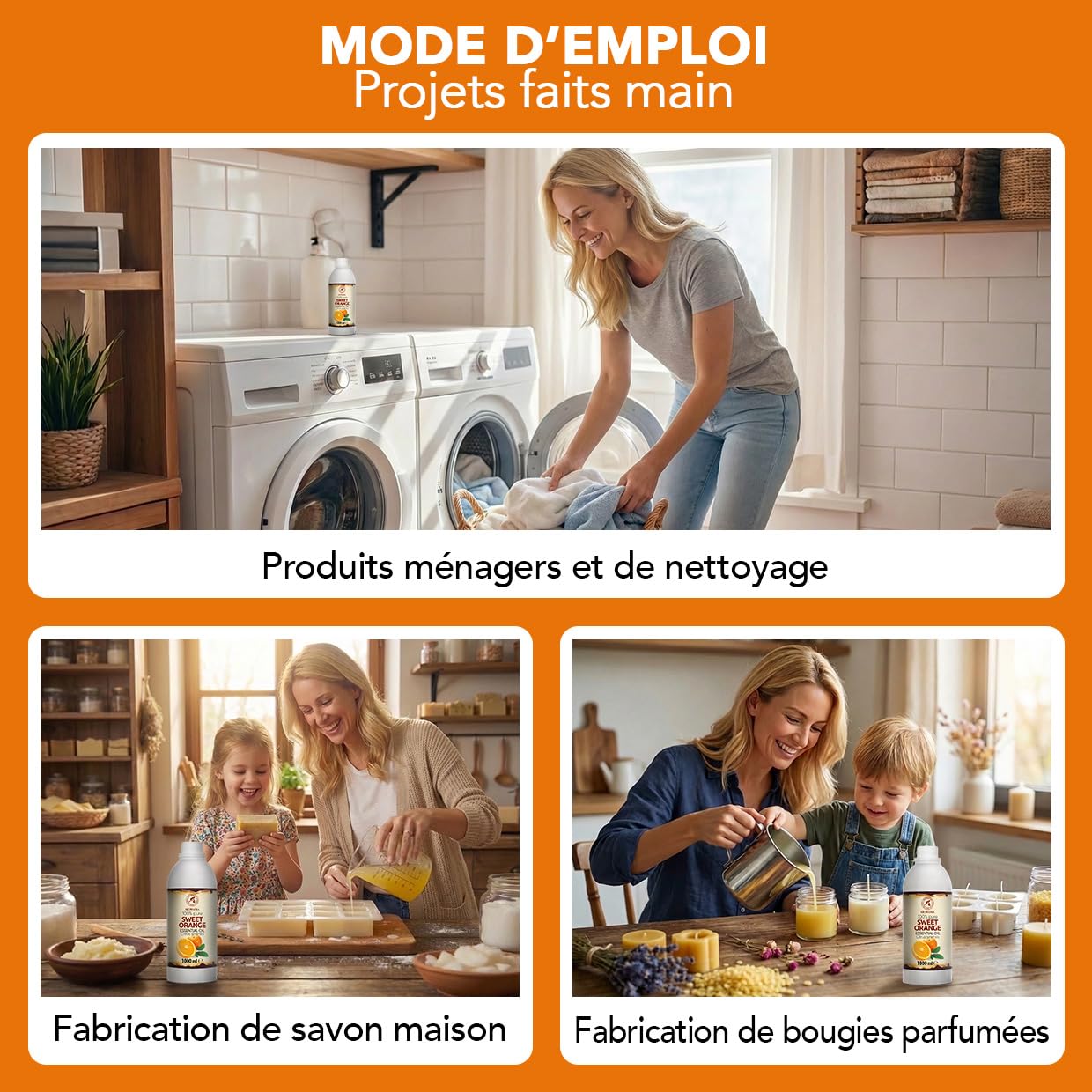 Huile Essentielle D'orange Douce 1000 ml - Citrus Sinensis - Huile d’orange pour Diffuseur et Lampe Aroma - le Savon et les Bougies - Sauna - Parfums d'Intérieur - Arôme d'agrumes - Aromathérapie