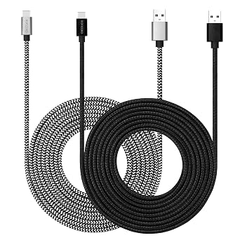 USB Type C Cable 3M with 3A Fast Charging, 2Pack 10ft USB-C Nylon Braided Super Durable Charging Cord Data Sync Compatible with Galaxy S10/S9/S8/Google Pixel/LG/OnePlus/Moto and More Black + White
