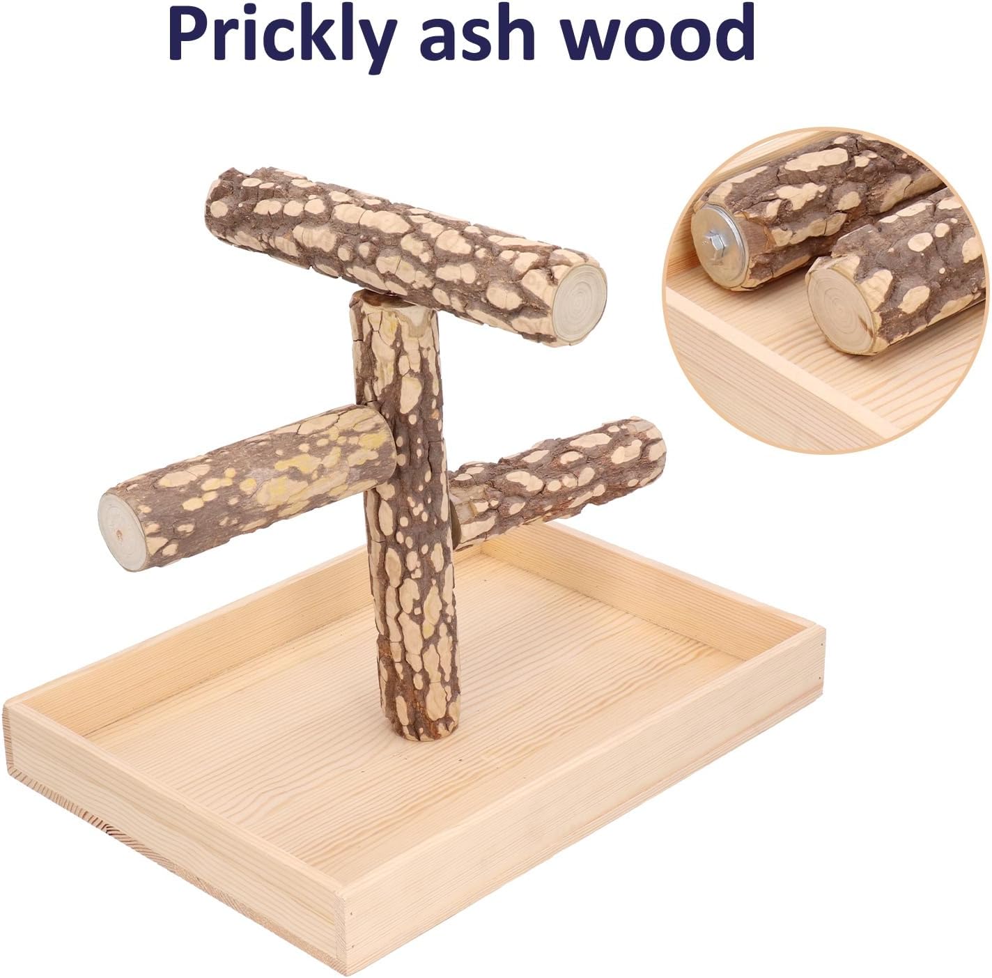 Bird Wooden Playstand, Bird Playground, Wood Perch Gym Training Stand Playpen, Bird Toys Exercise Playgym, for Parakeet Conure Cockatiel Small Birds Cage, 14.2 x 10.2 x 2.0in