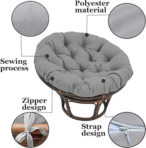 Miniatura 3 de Papasan - Cojín de repuesto para silla de huevo para exteriores, 23.6 x 25.4 pulgadas, cojín de columpio de huevo para exteriores, cesta colgante,