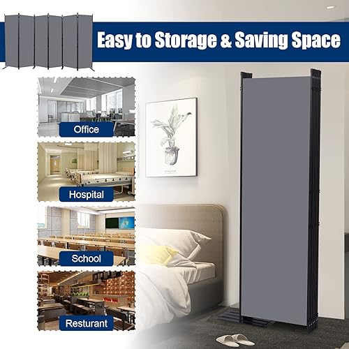 Vista 80 de Divisor de habitación portátil de 6 pies y pantallas de privacidad plegables, divisor de tela de 102 pulgadas de ancho para separación