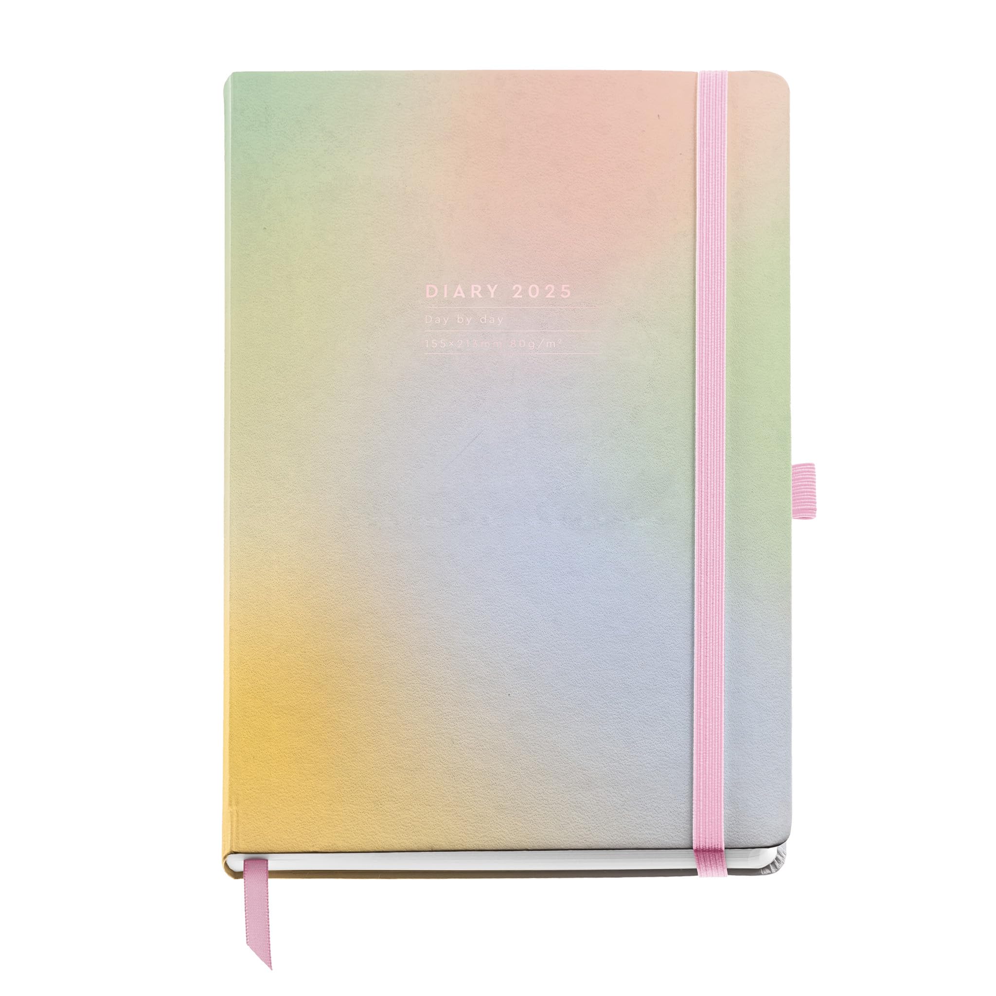 Miquelrius - 2025 Diary, 155 x 213 mm, Day Page Agenda, Laminated Cardboard Cover, Spiral, Elastic Closure, Paper 80 g/m², Catalan, English and Portuguese, Aurora