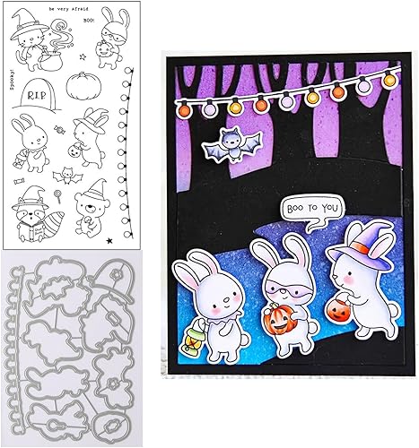 Juego de sellos y troqueles transparentes para fiesta de Halloween, para hacer tarjetas, plantillas de corte para álbumes de recortes, álbum de