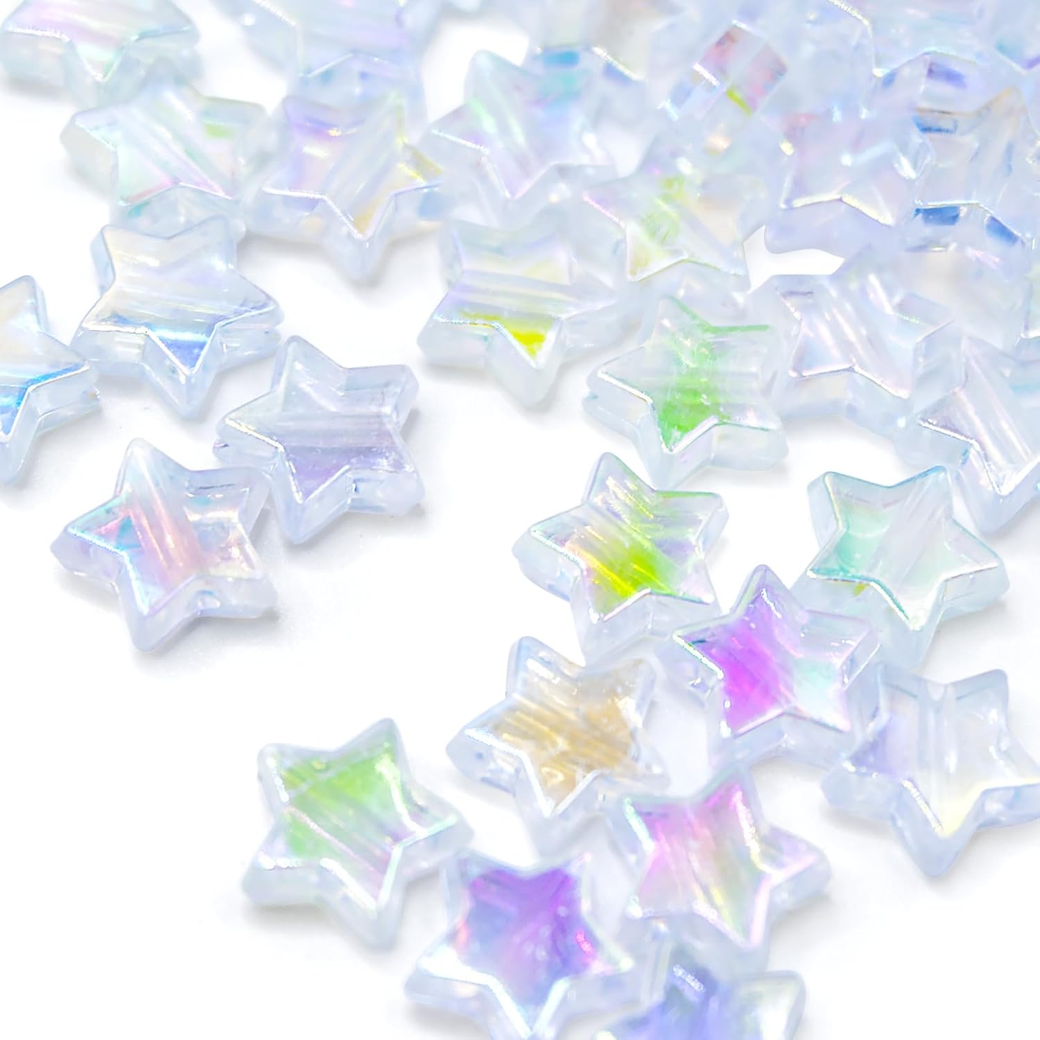 600pcs Acrylic Star Beads with Storage Box - 10mm Colorful Assorted Pony Beads for DIY Jewelry Making