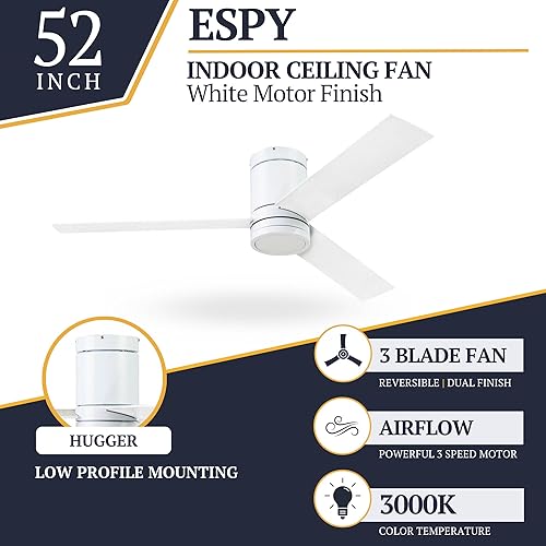 Miniatura 3 de Prominence Home Espy - Ventilador de techo moderno de 52 pulgadas con luz, ventilador LED con control remoto, ventilador de interior de montaje