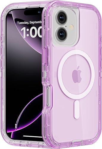 Miniatura 31 de para iPhone 15 Pro Max, Funda Compatible con MagSafe, Funda de Protección Anti-Golpes Resistente, Anti-Caída, Funda Magnética Transparente de Doble