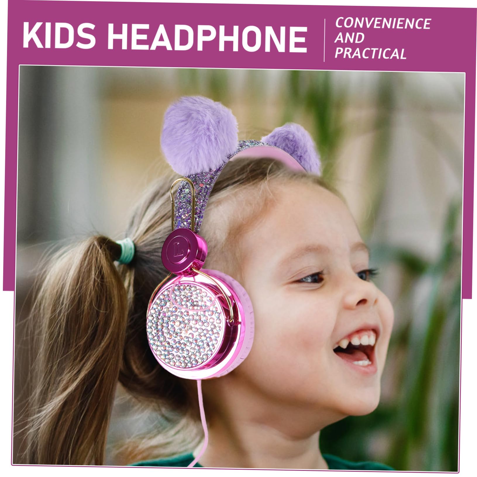2piezas Auriculares Infantiles De Orejas De Peluche Cancelación De Diadema Ajustable y Estéreo
