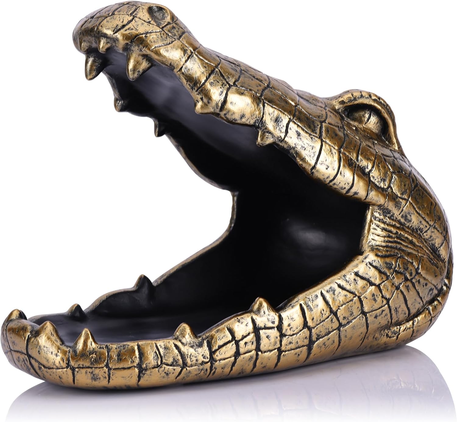 LCCCK Alligator Statue Resin Candy Dish Decorative Tray Gator Decor Figurine Fun Animal Key Bowl for Home Living Room Bedroom Office Entryway Shelf Gift Trinket Container Storage Box