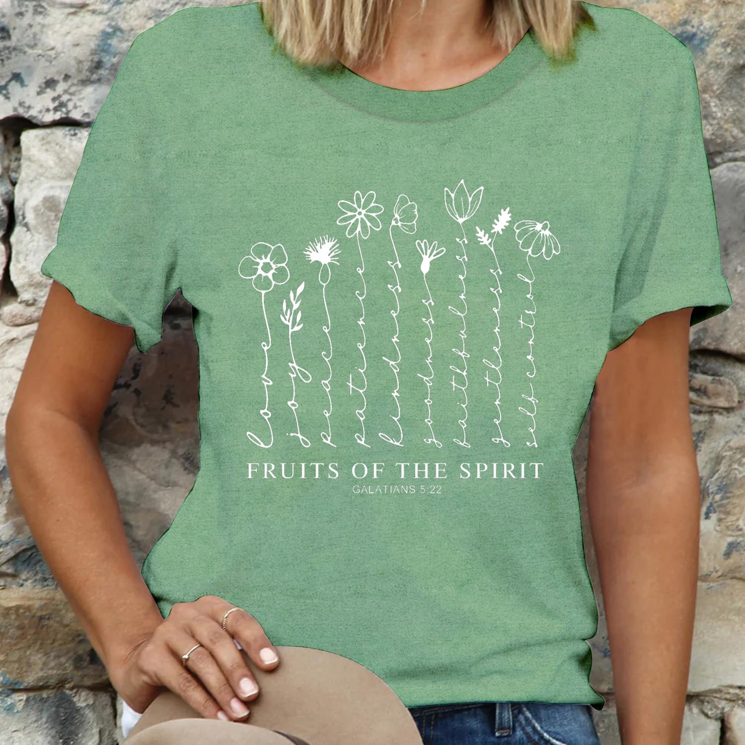 LBP Christian T-Shirts for Women Faith-Based Tee Top Fruit of The Spirit Shirt - Image 3