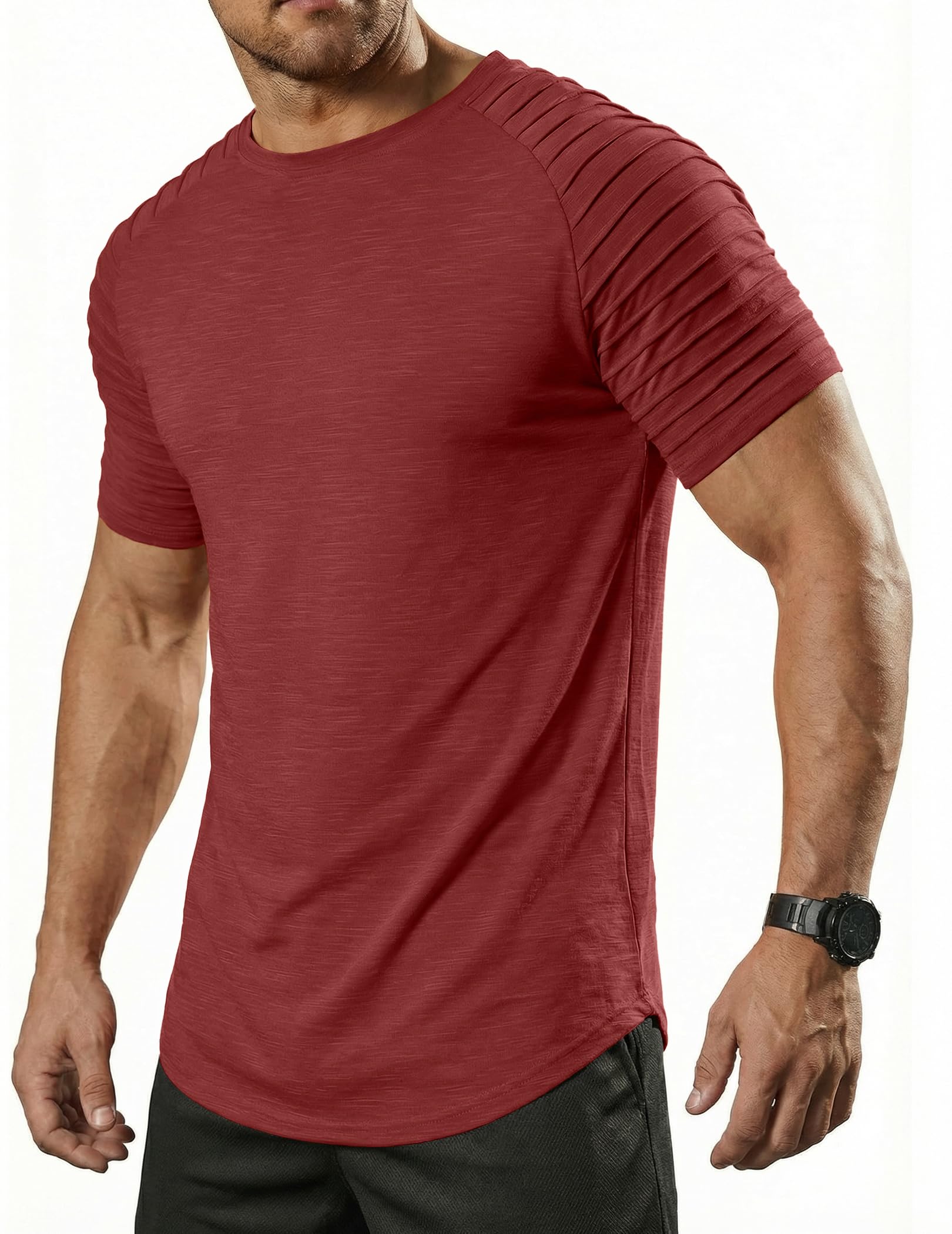 COOFANDY Herren Rundhals T-Shirt mit Raglanärmel Sportshirt Kurzarm Funktionsshirt Gym Muskelshirt Sommer Oberteile Basic Tee