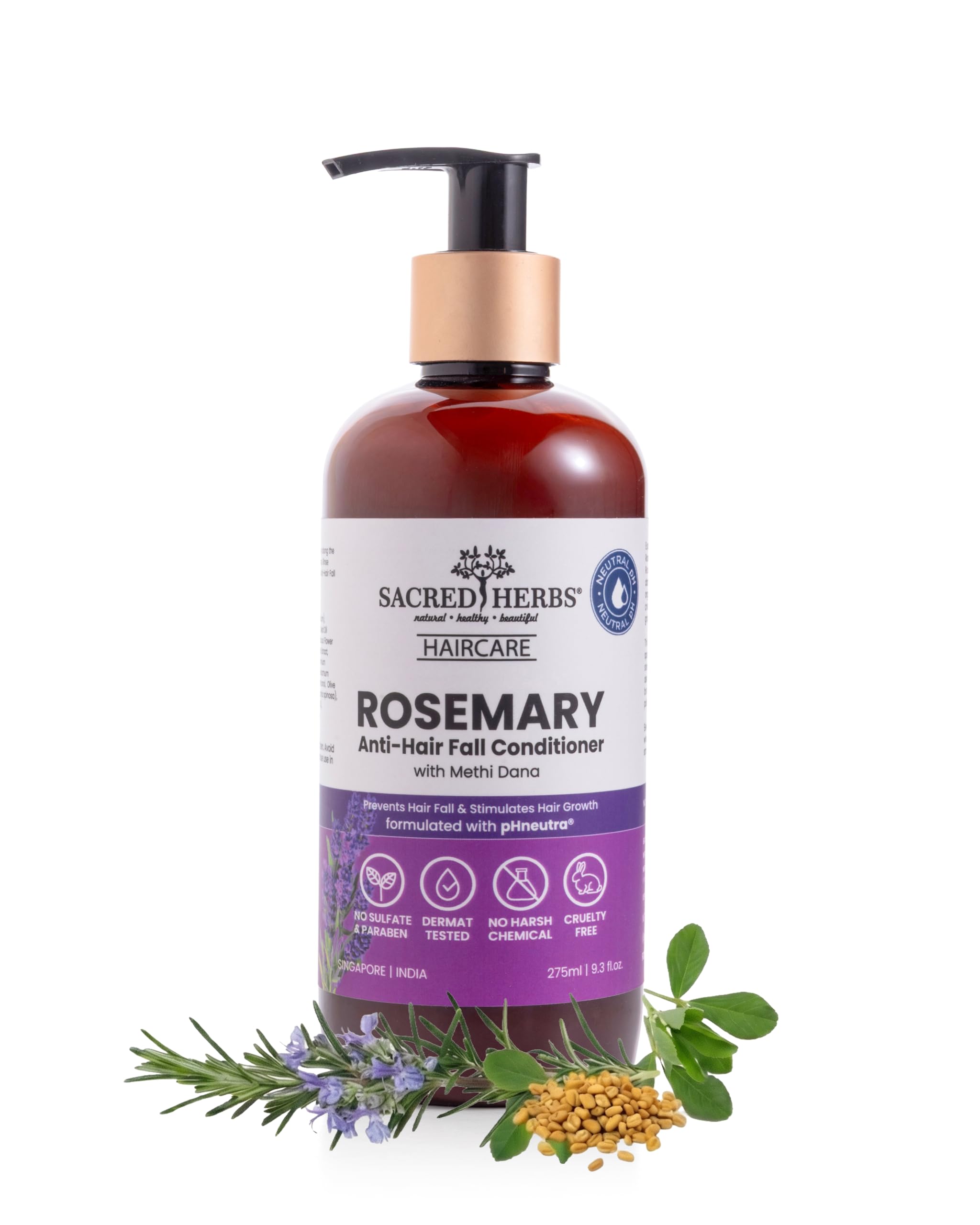 Sacred Herbs Rosemary Anti Hair Fall Shampoo with Rosemary & Methi Dana for Reducing Hair Loss & Breakage - 180ml | Up To 92% Stronger Hair*| Up To 89% Less Hair Fall* | For Men And Women (Conditioner)-image-43