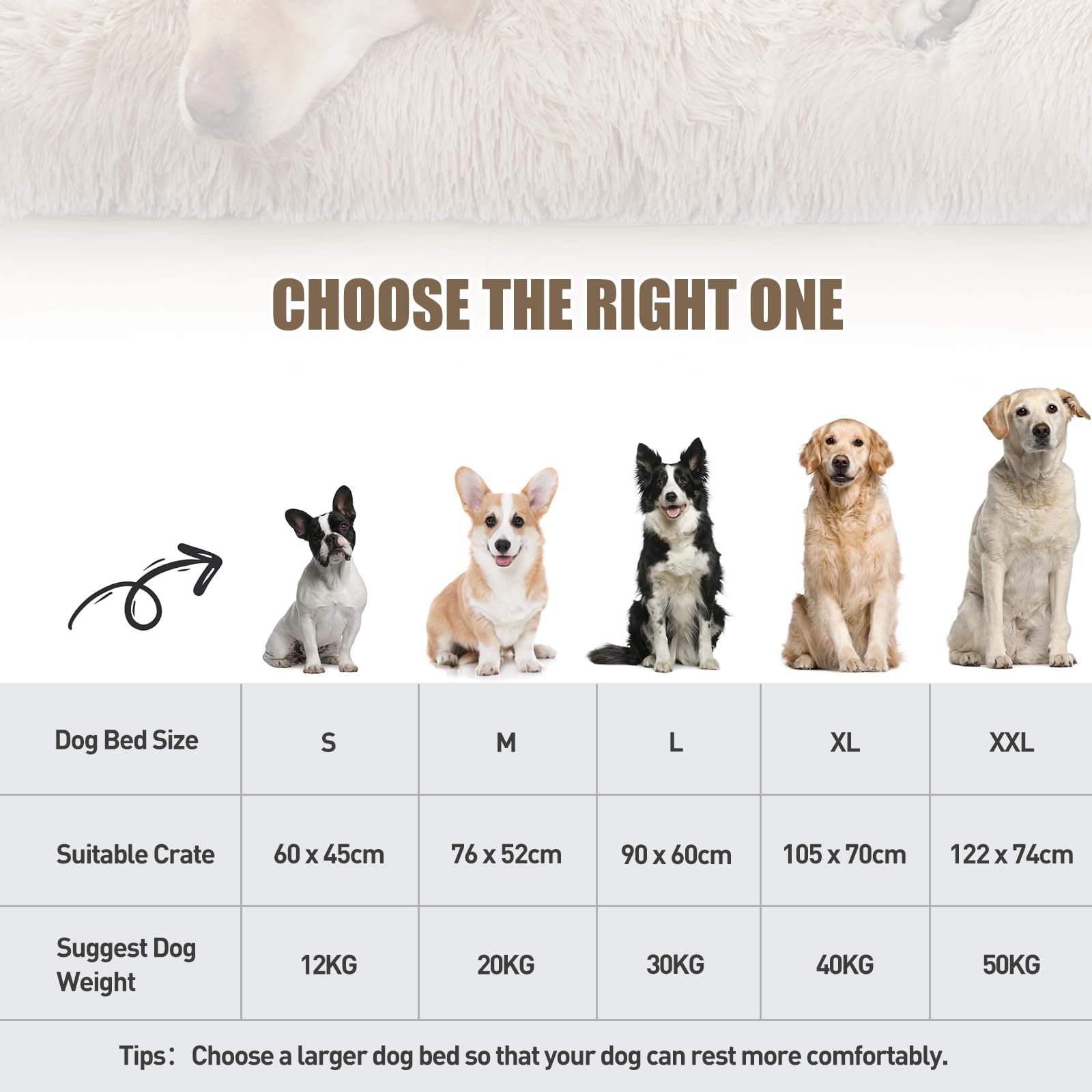 KSIIA Cuccia per cani di taglia grande, lavabile, in peluche, 90 x 60 cm, fondo antiscivolo, tappetino per cani di taglia grande, di medie dimensioni, per cani di taglia grande, cachi