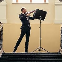 Vista 7 de CAHAYA 5 en 1 Soporte elevado de doble uso para partituras y libro de escritorio, de metal, portátil con parte trasera sólida, altura ajustable