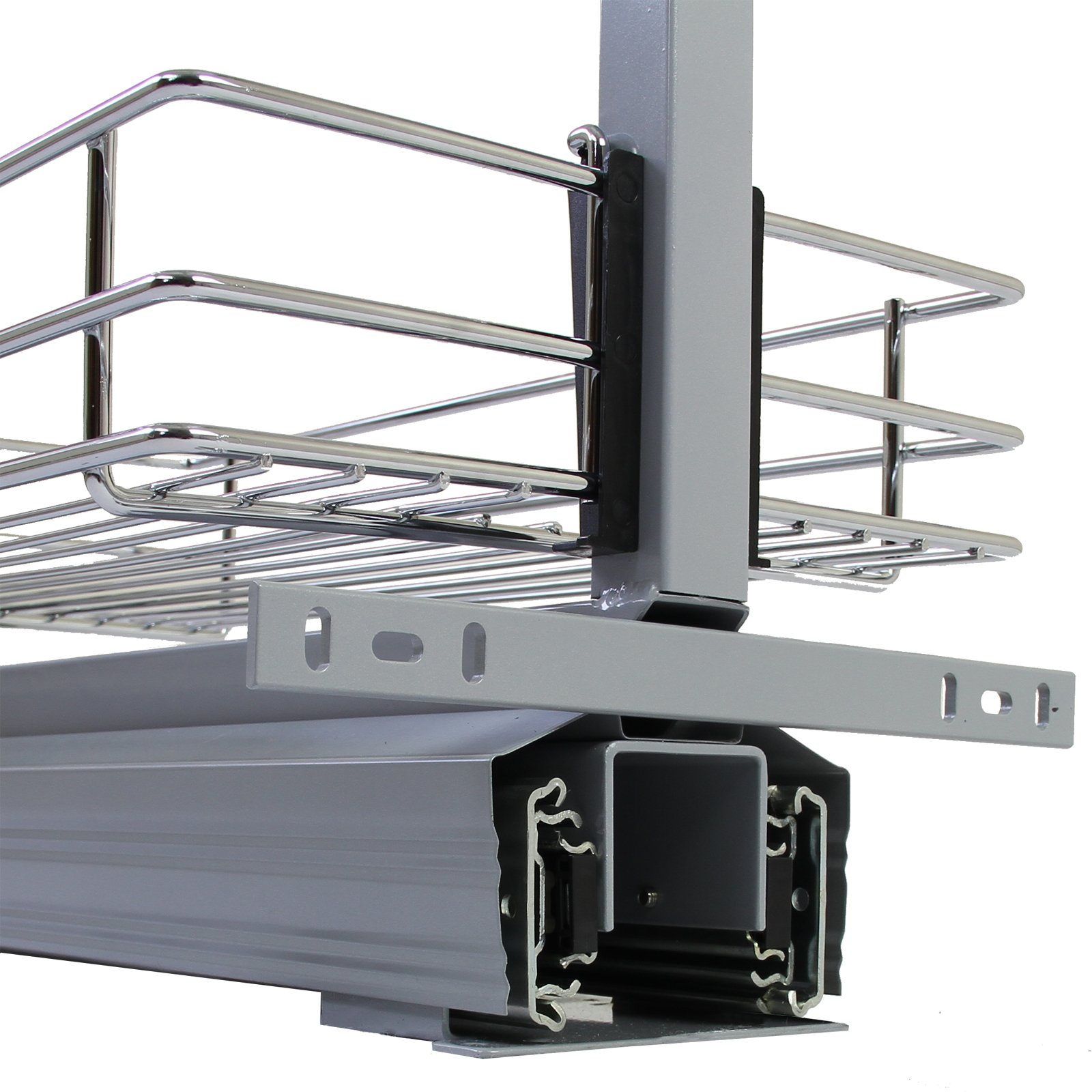 KuKoo Dispensa da cucina estraibile, 46 cm P, 170-195 cm H, chiusura ammortizzata, cestini metallici per armadietti portaoggetti