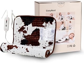 Cow Print Heating Pad 33×17 in Soft Electric Heating Pads for Body Washable | Electric Heating Pads for Back, Neck, Abdomen, Shoulder, Knee, Arms, Legs Fast Heating 3 Heat Levels & Auto Shut Off (XL)