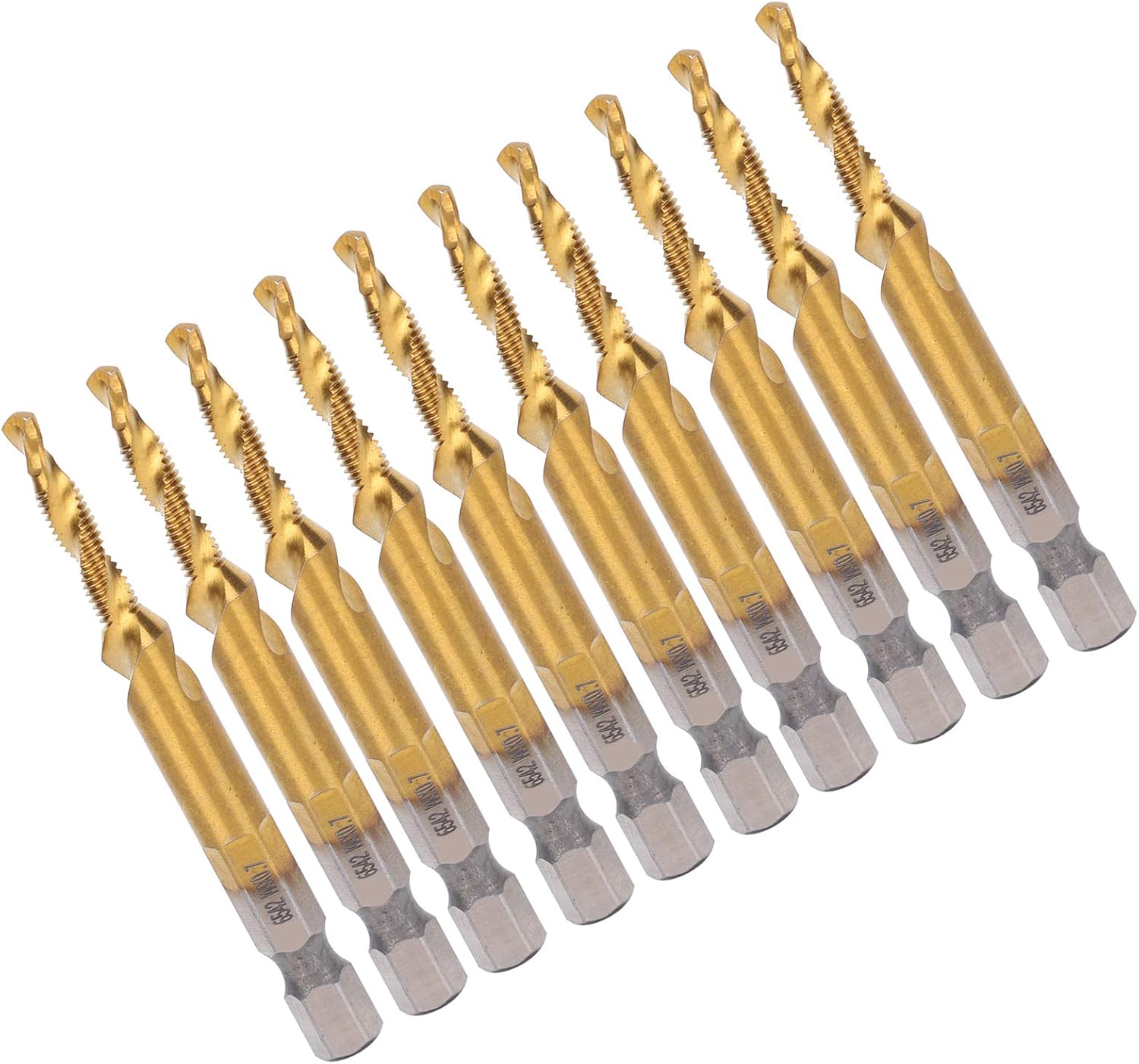 Tap Drill Set 10 Pieces Pitch Approx. 0.7mm Hexagonal Shaft Hexagonal Bit Drill Spiral M4 Tap Drill Set
