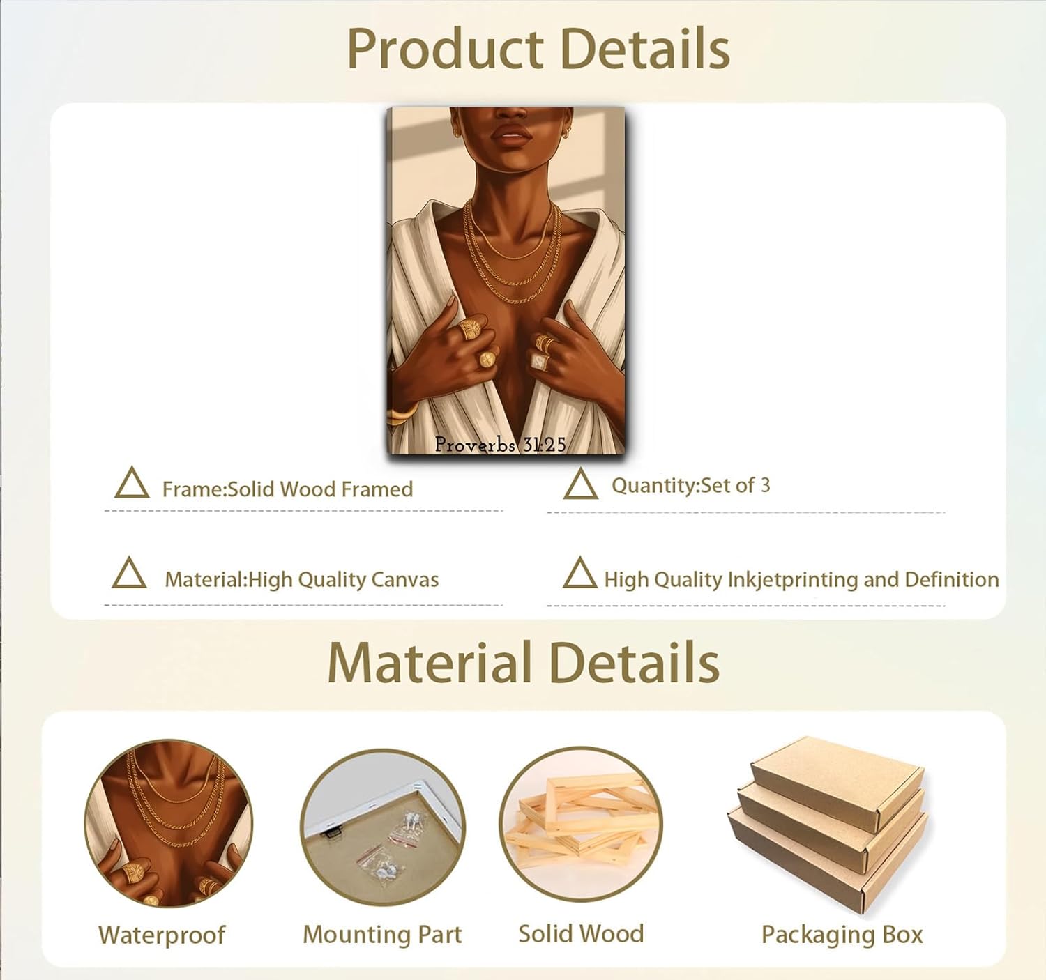 Christian Bible Verse Wall Art Set of 3 Black Woman Canvas Prints Christian Bible Verse Wall Decor Leopard-Print Pictures Trendy Black Girl Painting for Women Office Living Room Bedroom Decoration 12*18 in (Canvas)